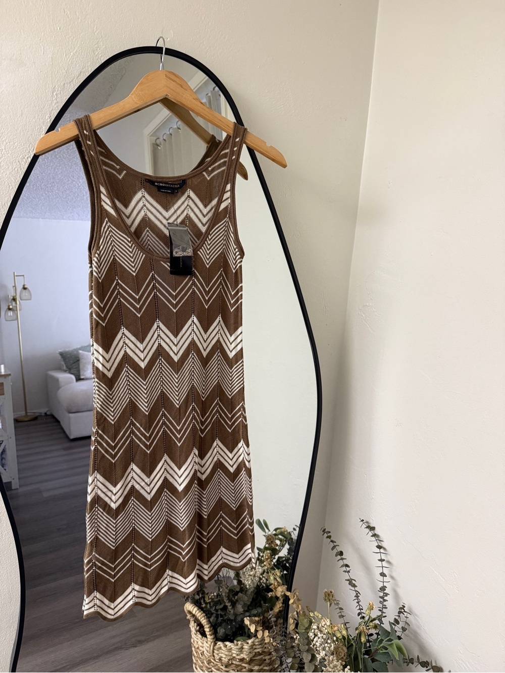 BCBGMaxAzria Silk Chevron Knit Tank Dress